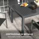 Tavolo Allungabile da Esterno per 8-10 Persone 180/240x99x74 cm in Acciaio e Alluminio Grigio Scuro-5