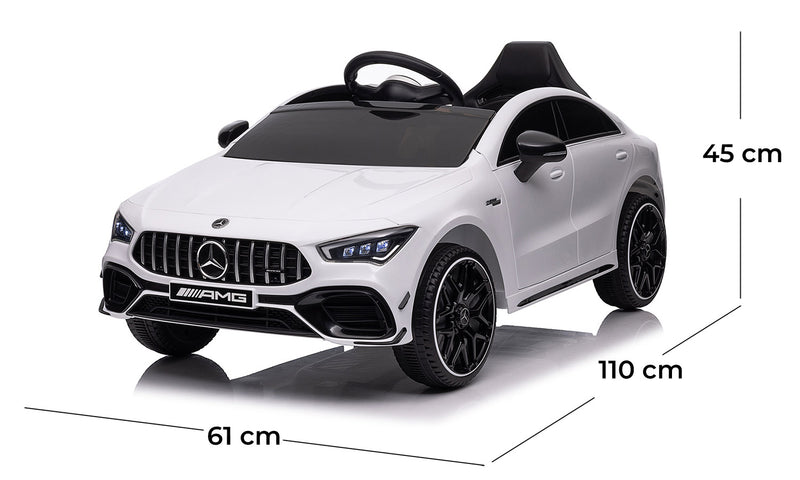 Macchina Elettrica per Bambini 12V con Licenza Mercedes CLA45 AMG Bianca -5