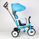 Triciclo Passeggino per Bambini 69x49x98 cm con Parasole e Campanellino Trico Funny Blu-3