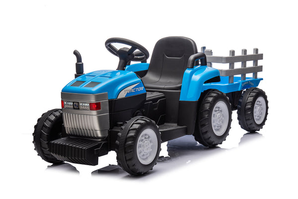 Trattore Elettrico per Bambini 12V con Rimorchio Blu sconto