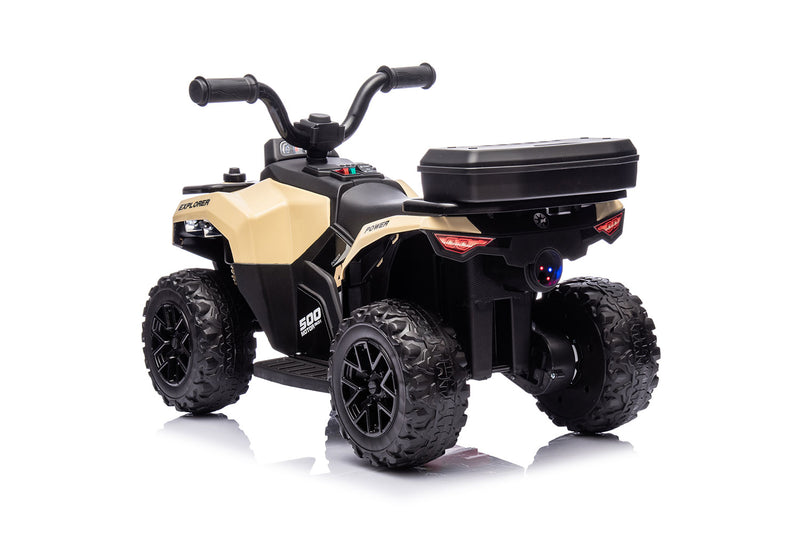 Quad Elettrico per Bambini Safari 6V con Bauletto Posteriore Beige