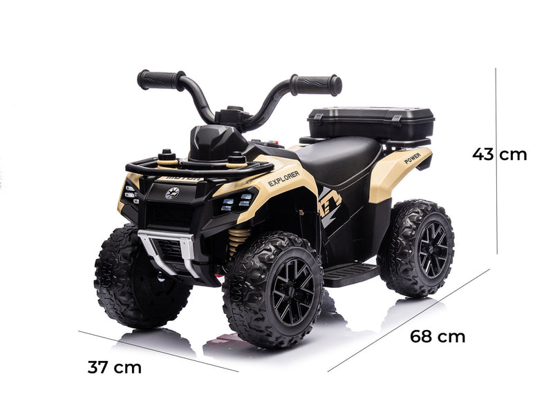 Quad Elettrico per Bambini Safari 6V con Bauletto Posteriore Beige