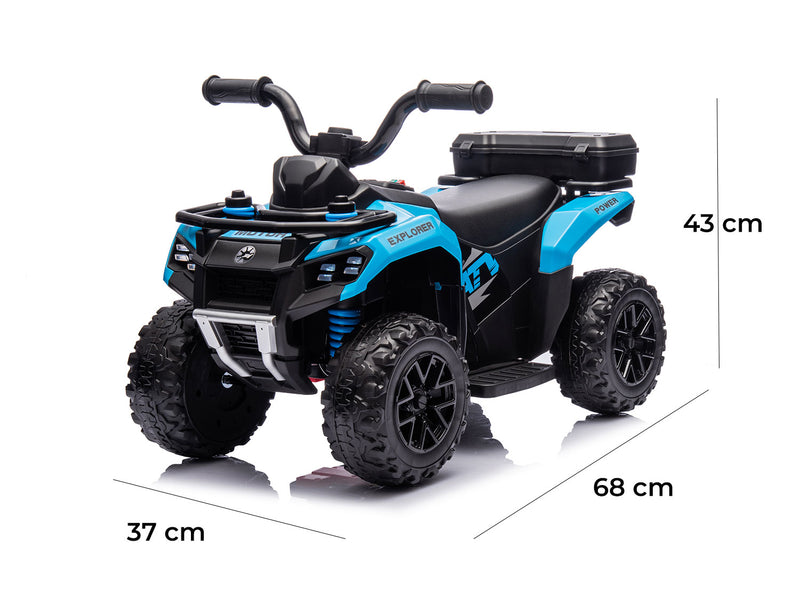 Quad Elettrico per Bambini Safari 6V con Bauletto Posteriore Blu