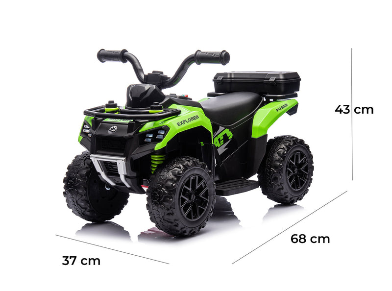 Quad Elettrico per Bambini Safari 6V con Bauletto Posteriore Verde