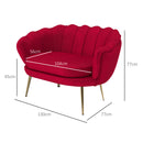 Divano 2 Posti 130x77x77 cm in Velluto Rosso Scuro  -3