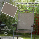 Set 2 Sedie Pieghevoli da Giardino con Braccioli 56x62x97 cm Seduta in Tessuto Marrone-5