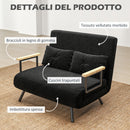 Divano Letto Schienale Regolabile 102x73x81 cm in Velluto Nero -6