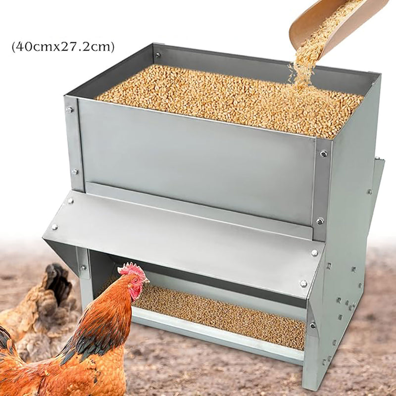 Mangiatoia per Galline 41x45x46 cm 2 Lati Capienza 30kg in Acciaio Zincato  -5