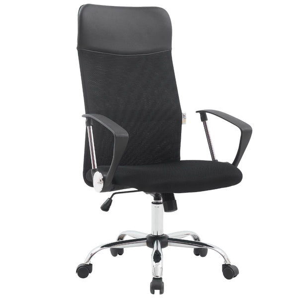 online Sedia Direzionale da Ufficio 66x50x112/123 cm Ergonomica in Rete Mesh Certificata EN1335 Nera