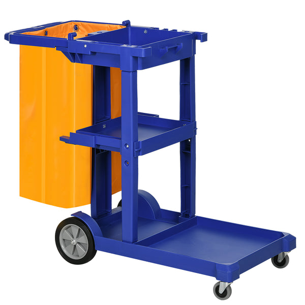 online Carrello Pulizie 3 Ripiani Sacco da 100L 121x50,5x96,5 cm Blu Giallo e Grigio