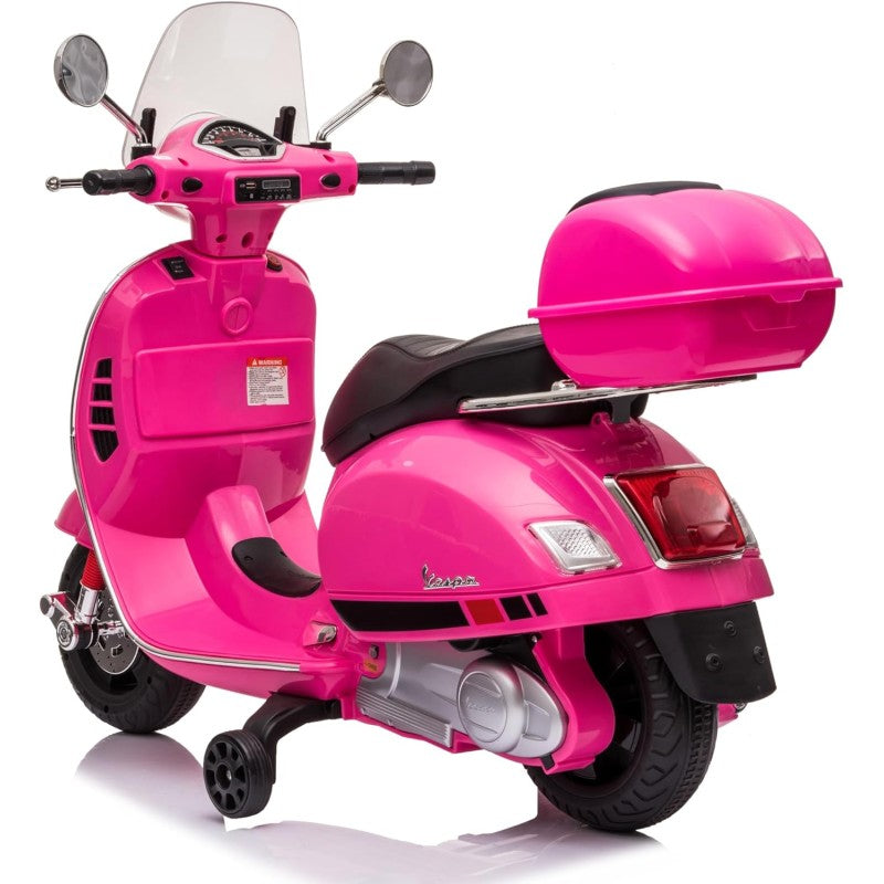 Moto Elettrica per Bambini Piaggio Vespa GTS SUPER 12V Full Optional con Bauletto Fucsia -4