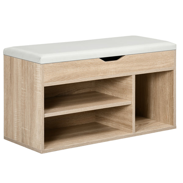 Scarpiera Salvaspazio Imbottita con Spazio a Scomparsa 80x30x45 cm in Legno e Pelle PU Colore Legno online