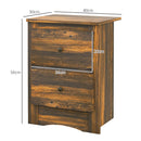 Comodino 2 Cassetti Stile Rustico 40x30x56 cm Marrone  -3