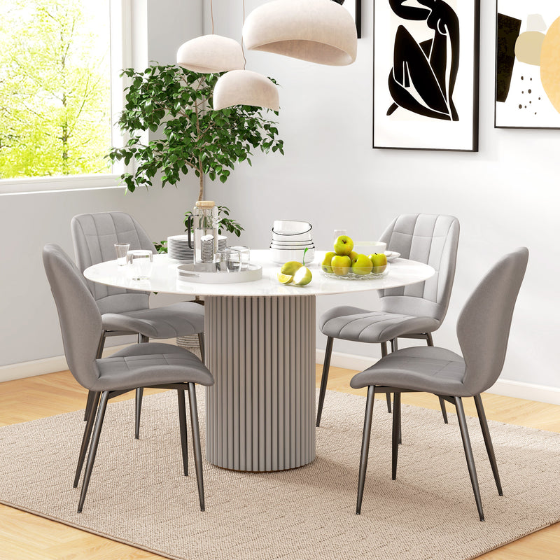 Set di 4 Sedie da Pranzo Moderne per Cucina e Soggiorno 47x57x85 cm Rivestimento in Flanella Grigio-2