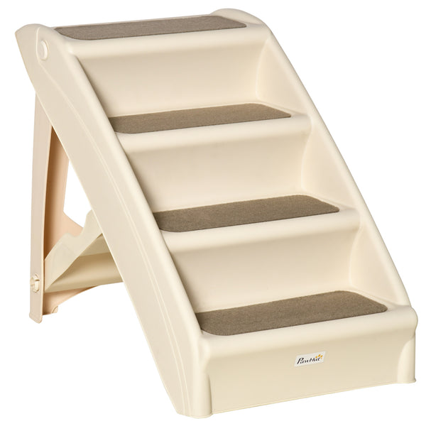 Scaletta per Cani e Gatti Pieghevole 4 Gradini Antiscivolo 62x38x49,5 cm in PP Beige sconto