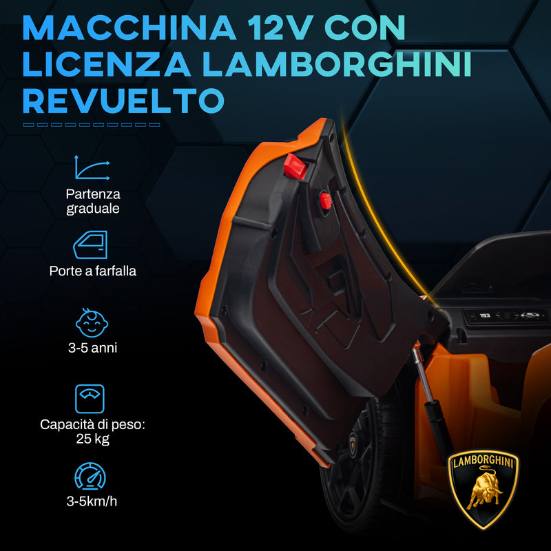 Macchina Elettrica per Bambini Licenza Lamborghini Revuelto 12V Guida Manuale e Telecomando Arancione -4