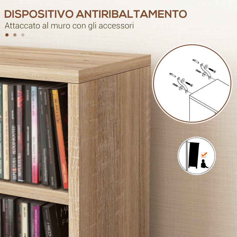 Set 2 Pezzi Mobile Libreria Porta CD 21x22.5x88,5 cm Colore Legno   -7