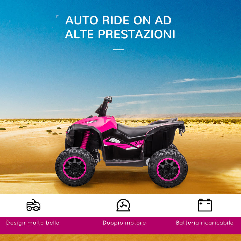 Quad Elettrico per Bambini 12V 2 Velocità Fari LED Rosa -4