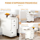 Tavolo a Ribalta per 6 Persone max con 2 Cassetti Armadietto e Ripiano 120x60x76,5 cm in Truciolato Bianco-5