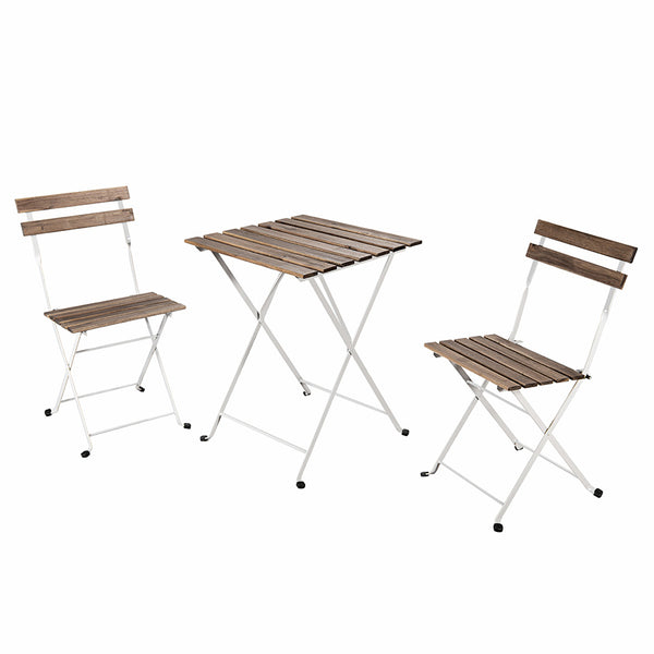 Set Tavolino e 2 Sedie Pieghevoli da Giardino Bistrot Bianco online