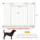 Cancellino per Cani Estensibile 74-100x78 cm in Metallo Bianco-3