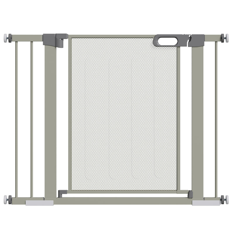 Cancelletto di Sicurezza per Cani Estensibile con Chiusura Automatica 75-103x76 cm Grigio -1