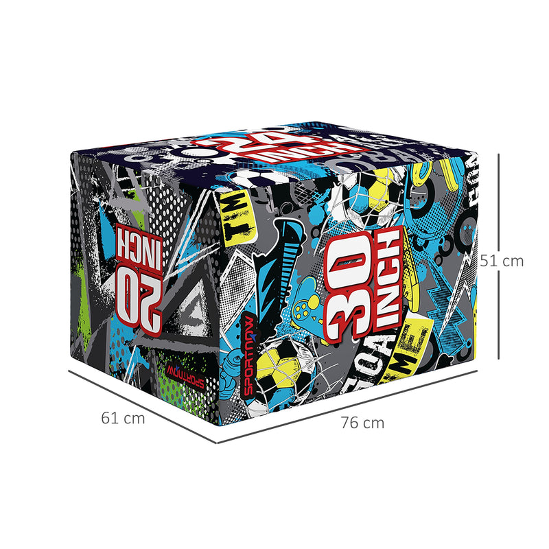 Plyo Box Attrezzo per Allenamento 3 Altezze 76x61x51cm Jumping Box Antiscivolo Multicolore-3