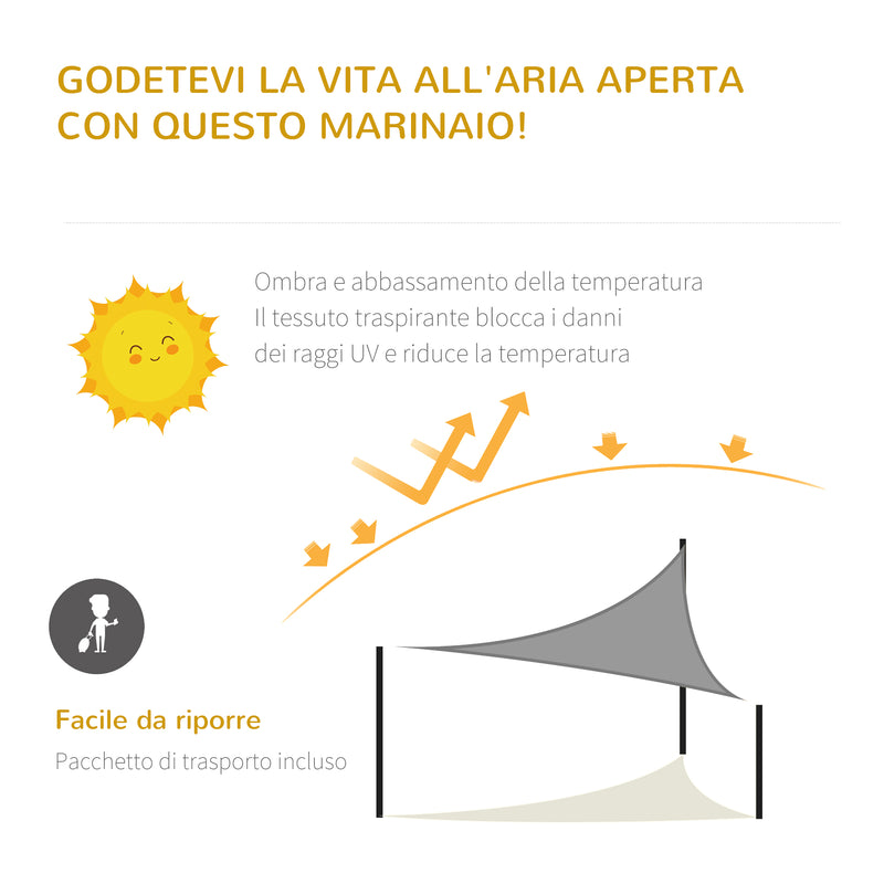 Tenda a Vela Triangolare Anti-UV e Traspirante 5x5x5 m con Ganci a D in Polietilene-5