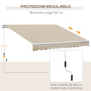 Tenda da Sole per Esterno Avvolgibile a Bracci 350x250 cm con Apertura a Manovella Crema-6