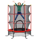 Trampolino Elastico per Bambini da 3 Anni Ø160 cm con Rete di Protezione Rosso e Nero -1