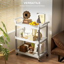 Carrello Portavivande 3 Livelli 88x44x93 cm Bianco e Argento  -6