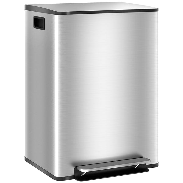 Pattumiera a Pedale 2 Sezioni 30L 47,7x37,5x66,8 cm in Acciaio Inox e PP acquista