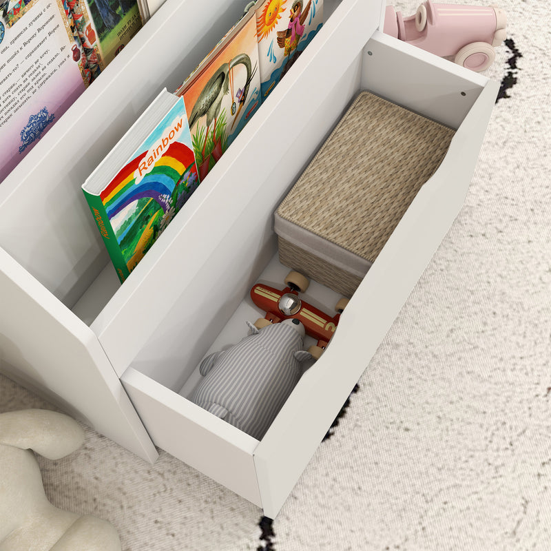 Libreria per Bambini 62.5x30x70 cm 3 Ripiani e Cassetto Inferiore Bianco  -8