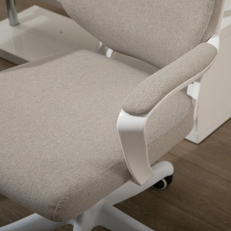 Sedia Operativa Ergonomica Regolabile Funzione Dondolo Beige e Bianco  -9