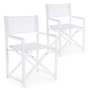 Set 2 Sedie Regista Mare Pieghevoli 48x56x86 cm in Alluminio Gilda Bianco-1