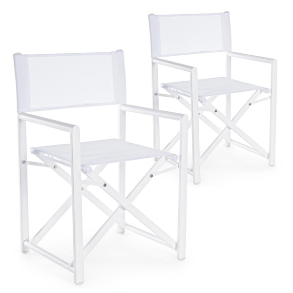 acquista Set 2 Sedie Regista Mare Pieghevoli 48x56x86 cm in Alluminio Gilda Bianco