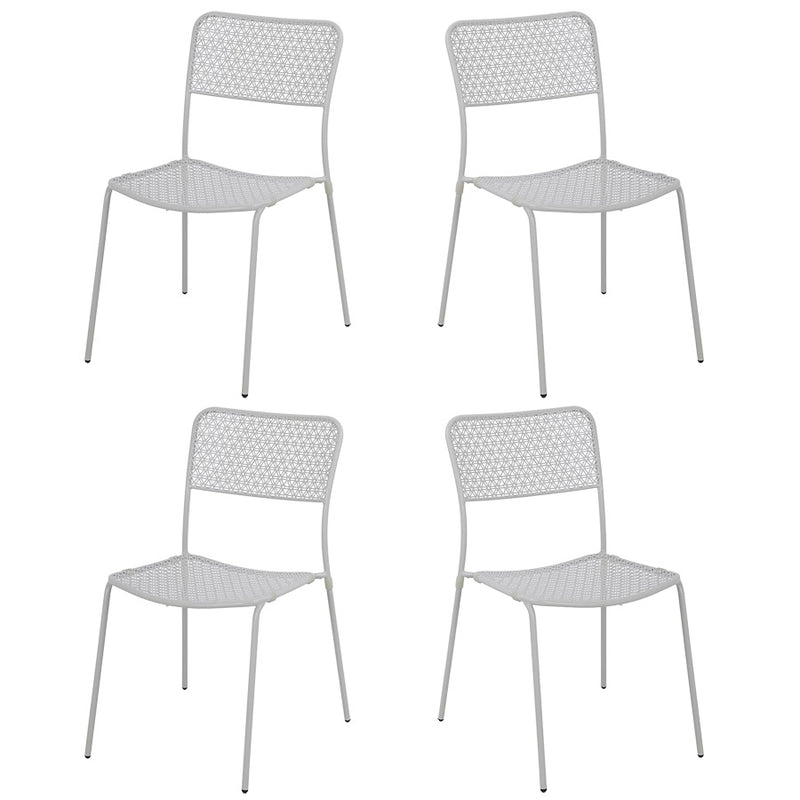 Set 4 Sedie da Giardino 44x45/60x81,5h cm in Metallo Aura Grigio-1