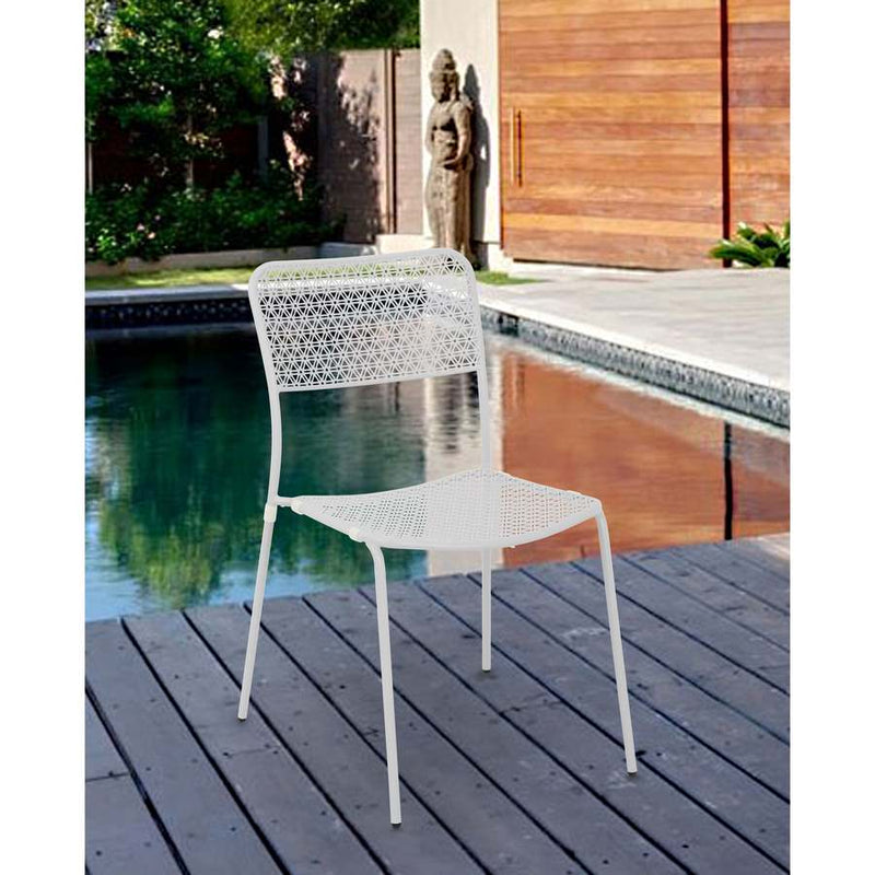 Set 4 Sedie da Giardino 44x45/60x81,5h cm in Metallo Aura Bianco-3