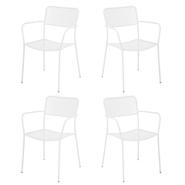 Set 4 sedie da Giardino con Braccioli 57x45/58x81,5h cm in Metallo Aura Bianco prezzo