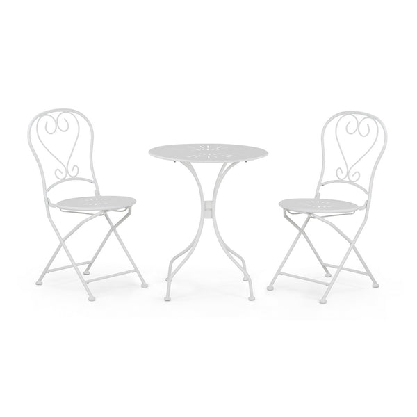 online Set Tavolino e 2 Sedie Pieghevoli da Giardino Deco Bianco