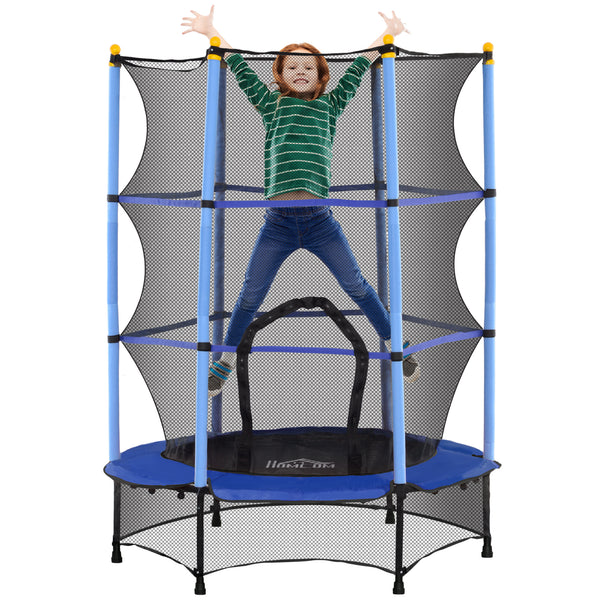 Trampolino Elastico per Bambini da 3 Anni Ø140 cm con Rete di Protezione Blu e Nero online