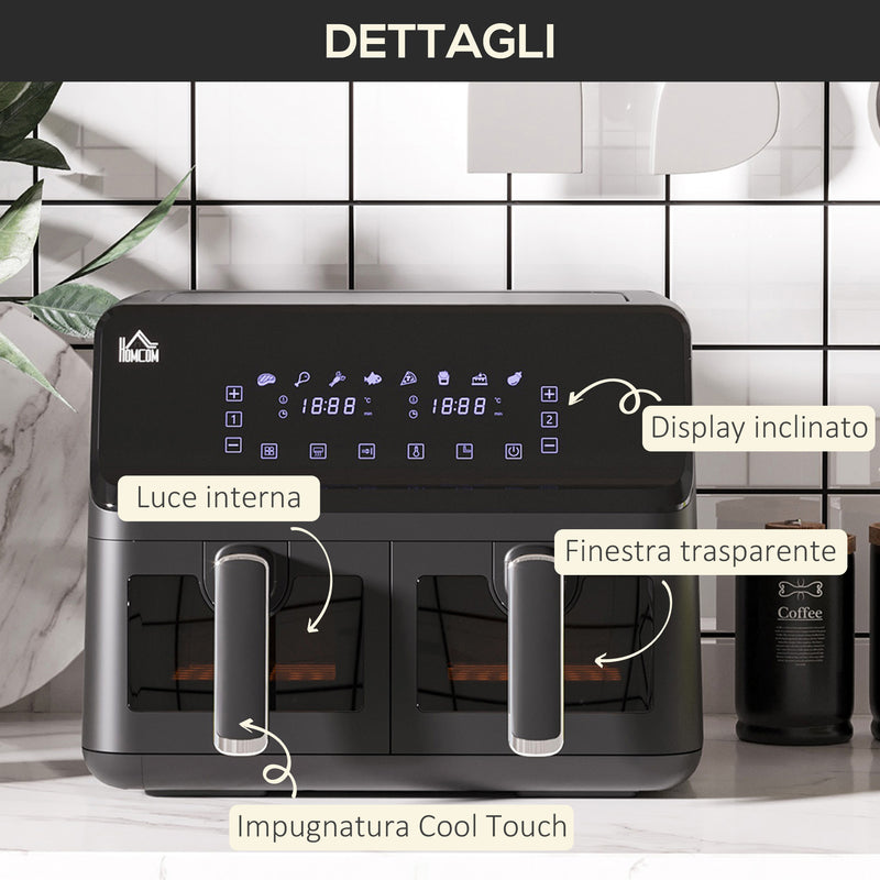 Friggitrice ad Aria 2 Cestelli Indipendenti 4 L Schermo LED Touch Nero   -7