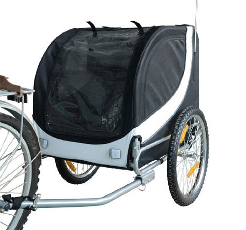 Rimorchio per Animali Domestici Pieghevole da Bicicletta 130x90x110 cm Bianco e Nero -4