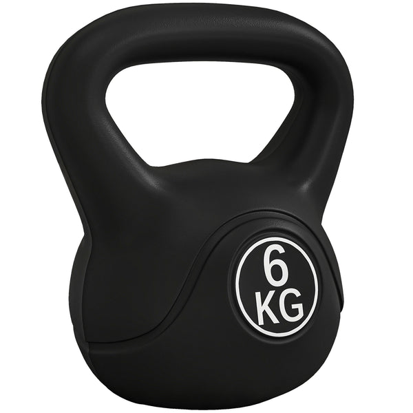 Kettlebell per Allenamento 6 kg in Plastica e Sabbia Nero sconto