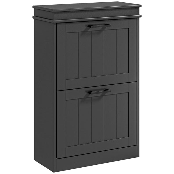 sconto Scarpiera Salvaspazio Design Moderno 2 Cassetti Ribaltabili 54x24x82,5 cm Nero