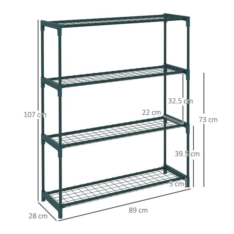 Scaffale Porta Piante a 4 Livelli da Esterno e Interno 88x28x107cm in Acciaio Verde-3