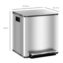 Pattumiera a Pedale 2 Sezioni 15L 41,8x36,7x44 cm in Acciaio Inox e PP  -3