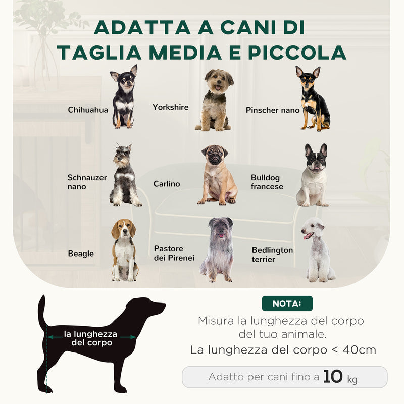 Cuccia Divano per Cani Taglia Piccola e Media con Cuscino 79x56x35 cm in Velluto Verde Scuro -4