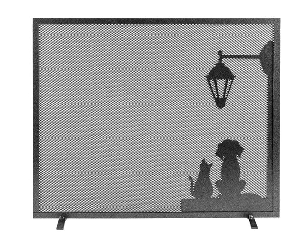 Parascintille per Camino 1 Anta 60x51cm in Ferro Verniciato Grigio Martellato online