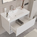 Mobile Bagno Sospeso 80 cm Lavabo e Specchio Milano Bianco Lucido-2